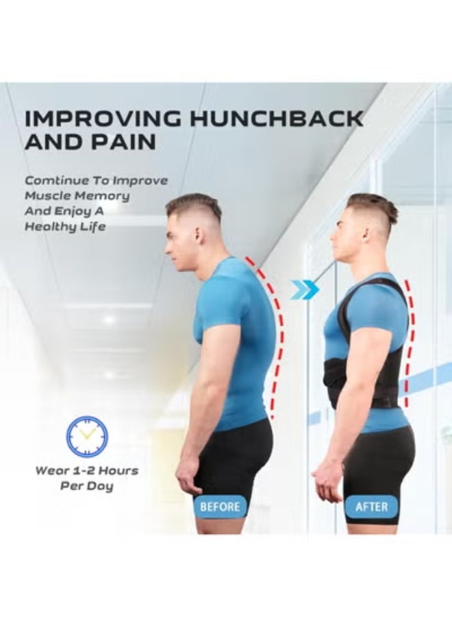 Original Anti-Bacterial Full Back Support Brace with Medical Splints for Men & Women, Ultra-Lightweight Posture Corrector & Shoulder Straightener, Adjustable Lumbar Support - Size Large - Image 2